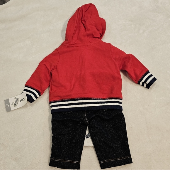 Carter's 3-Piece Cardigan Set Boy's Newborn Set Red & Blue NWT - Picture 2 of 3